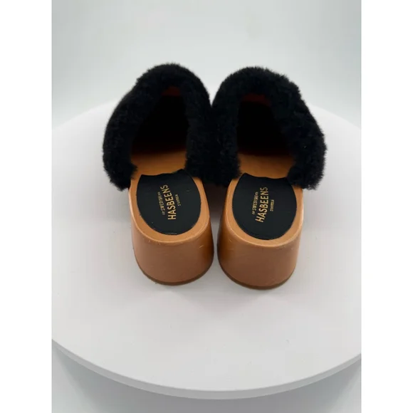 Swedish Hasbeens Fluff Genuine Shearling Clog Size 7US/37EU New without Box - Picture 8 of 14